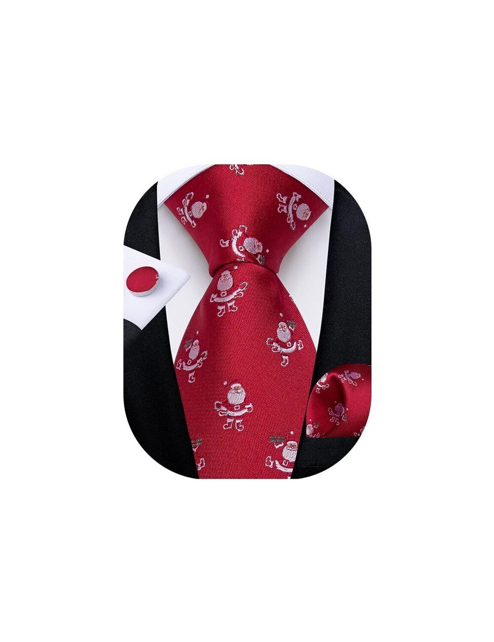 9057 Red Classic 's Christmas Tie Silk Woven Jacquard Necktie Set
